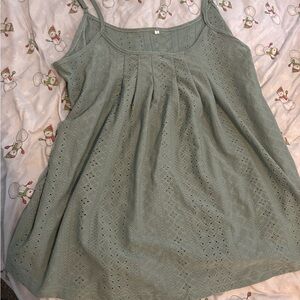 Women's Green Eyelet Top